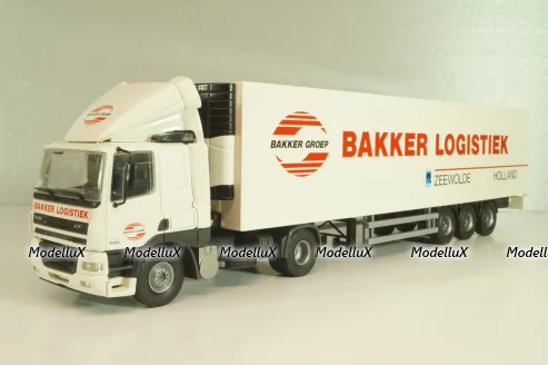 DAF 85 CF tractor with semi trailer "Bakker Logistiek" 2004, white, 53537, Tekno 1:50