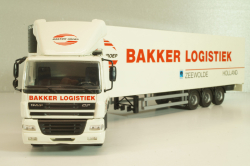 DAF 85 CF tractor with semi trailer "Bakker Logistiek" 2004, white, 53537, Tekno 1:50