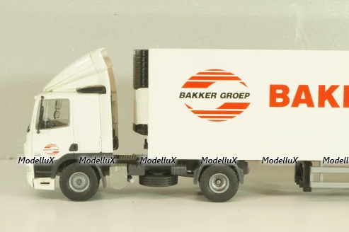 DAF 85 CF tractor with semi trailer "Bakker Logistiek" 2004, white, 53537, Tekno 1:50