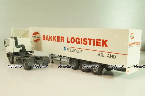 DAF 85 CF tractor with semi trailer "Bakker Logistiek" 2004, white, 53537, Tekno 1:50