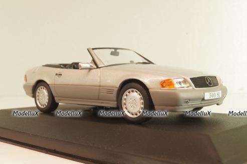 Mercedes-Benz 500 SL Roadster (R129) 1989, Silver, MBOMS036, Altaya, Mercedes-Benz Offizielle Modell Sammlung #36, 1:43