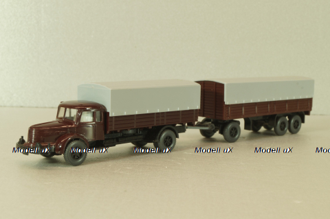 Krupp Titan with trailer, brown, 24480, Wiking 1:87