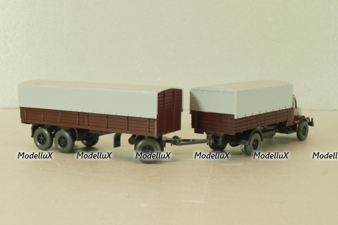 Krupp Titan with trailer, brown, 24480, Wiking 1:87