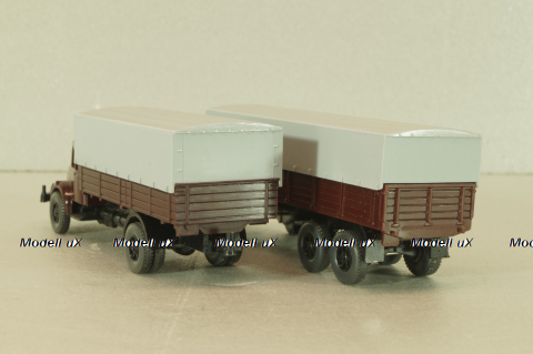 Krupp Titan with trailer, brown, 24480, Wiking 1:87