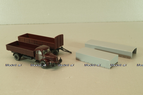Krupp Titan with trailer, brown, 24480, Wiking 1:87