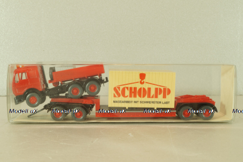 Mercedes 3850 S Heavy Duty Truck with trailer 1985, red  29504, Wiking 1:87