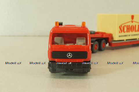 Mercedes 3850 S Heavy Duty Truck with trailer 1985, red  29504, Wiking 1:87