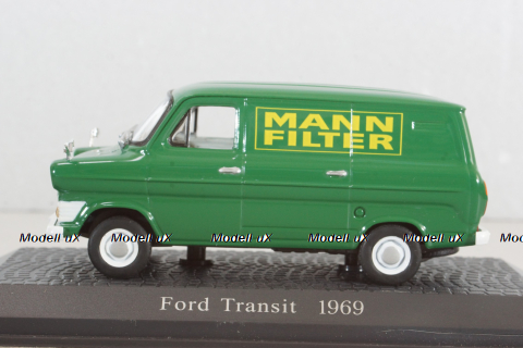Ford Transit delivery bus " Mann Filter" 1969, green, 7421103, Atlas 1:43