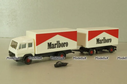 Mercedes 1320 with trailer Marlboro, white, 84101, Praline 1:87