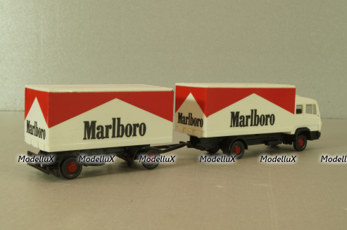 Mercedes 1320 with trailer Marlboro, white, 84101, Praline 1:87