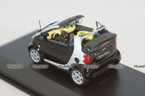 Smart fortwo cabrio black with body panel Fresh-Up (white), 0012497V001C51Q00, Minichamps 1:43