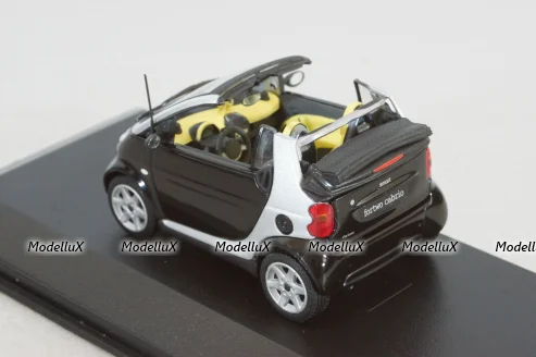 Smart fortwo cabrio black with body panel Fresh-Up (white), 0012497V001C51Q00, Minichamps 1:43