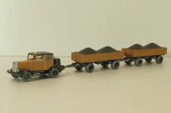 Hanomag ST 100 with 2 trailer, brown, 3500, Wiking 1:87