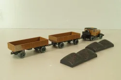 Hanomag ST 100 with 2 trailer, brown, 3500, Wiking 1:87