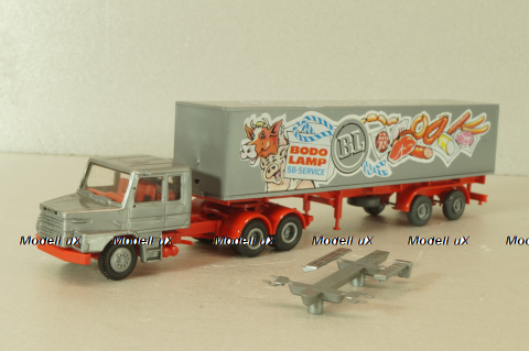 Scania T142 with semi-trailer Bodo Lamp, grey, 80811, Praline 1:87