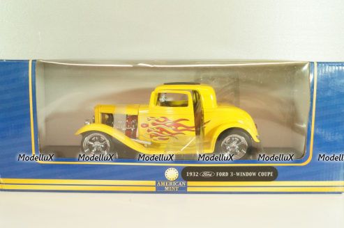 Ford 3-Window Coupe 1932 Hot Road, yellow, 3041111, American Mint 1:18