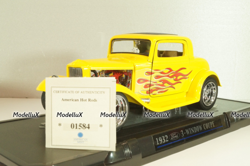 Ford 3-Window Coupe 1932 Hot Road, yellow, 3041111, American Mint 1:18