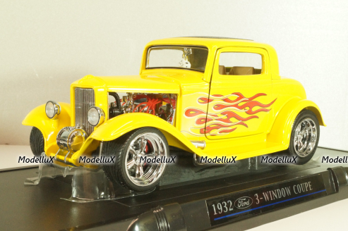 Ford 3-Window Coupe 1932 Hot Road, yellow, 3041111, American Mint 1:18