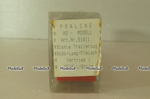 Mercedes LP 1632 with semi trailer Karamalz, yellow/red, 7832, Brekina 1:87