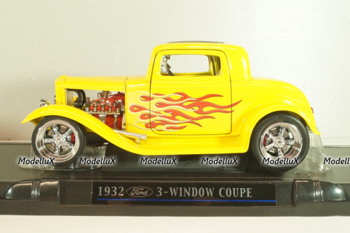 Ford 3-Window Coupe 1932 Hot Road, yellow, 3041111, American Mint 1:18
