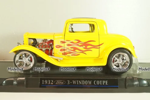 Ford 3-Window Coupe 1932 Hot Road, yellow, 3041111, American Mint 1:18