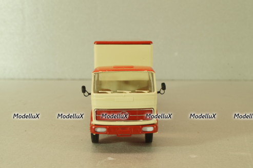 Mercedes LP 1632 with semi trailer Karamalz, yellow/red, 7832, Brekina 1:87