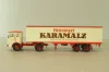 Mercedes LP 1632 with semi trailer Karamalz, yellow/red, 7832, Brekina 1:87