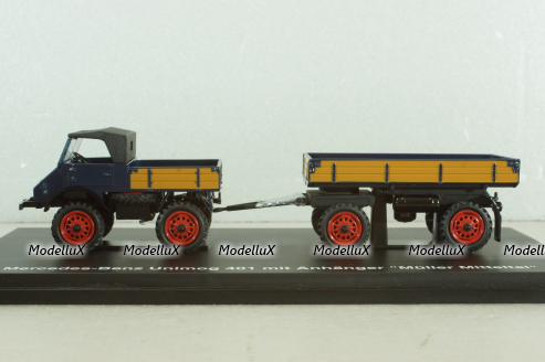 Mercedes-Benz Unimog 401 with trailer "Muller Mitteltal" black, 03114, Schuco 1:43