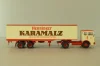 Mercedes LP 1632 with semi trailer Karamalz, yellow/red, 7832, Brekina 1:87