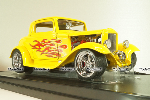 Ford 3-Window Coupe 1932 Hot Road, yellow, 3041111, American Mint 1:18