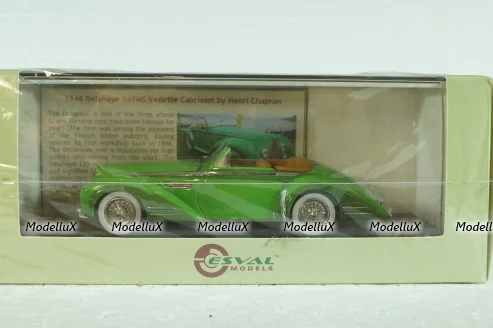 Delahaye 135MS Vedette Cabriolet Henri Chapron Resin Model 1948, green, EMEU43017A, ESVAL Model 1:43