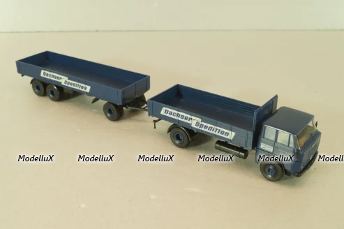 Henschel HS 16 with trailer 3-axel, Dachser Spedition, blue, 8251, Brekina 1:87
