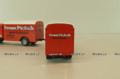 Bussing 8000 with trailer 3-axle, Franz Piefsch, red, 7499, Brekina 1:87