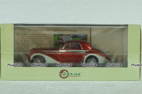 Delahaye 135M 3 Window Coupe by Henri Chapron 1947, Red, EMEU43017B,  ESVAL Model 1:43