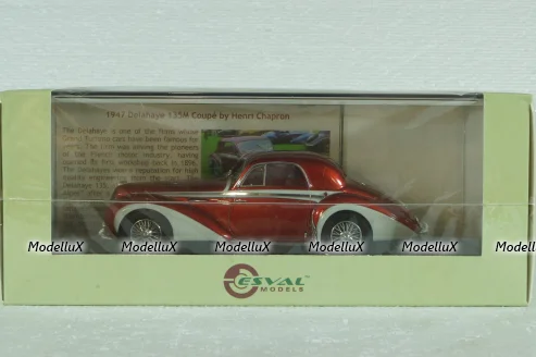 Delahaye 135M 3 Window Coupe by Henri Chapron 1947, Red, EMEU43017B,  ESVAL Model 1:43