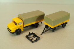 Mercedes LP911 with trailer Deutsche Bundespost, yellow, Brekina 1:87
