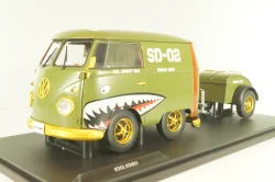 Volkswagen T1 Short, Kool Combi, Army Fighter wth trailer 2023, Green, S1810901, Solido 1:18