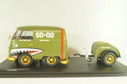 Volkswagen T1 Short, Kool Combi, Army Fighter wth trailer 2023, Green, S1810901, Solido 1:18