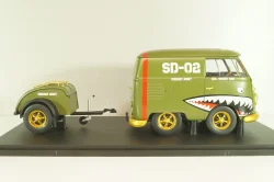 Volkswagen T1 Short, Kool Combi, Army Fighter wth trailer 2023, Green, S1810901, Solido 1:18