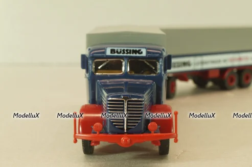 Bussing 8000 with trailer 3-axel, Lastwagen, blue, Brekina 1:87