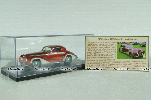 Delahaye 135M 3 Window Coupe by Henri Chapron 1947, Red, EMEU43017B,  ESVAL Model 1:43