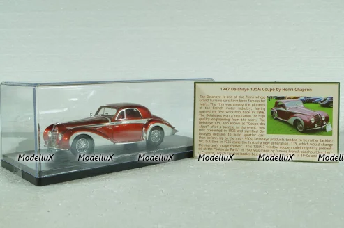 Delahaye 135M 3 Window Coupe by Henri Chapron 1947, Red, EMEU43017B,  ESVAL Model 1:43