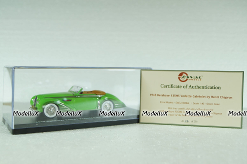 Delahaye 135MS Vedette Cabriolet Henri Chapron Resin Model 1948, green, EMEU43017A, ESVAL Model 1:43