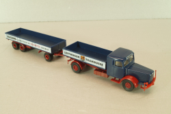 Bussing 8000 with trailer 3-axel, Lastwagen, blue, Brekina 1:87