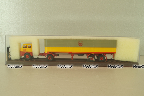 Henschel HS 16 TS with semi trailer Shell, yellow/red, 8223, Brekina 1:87
