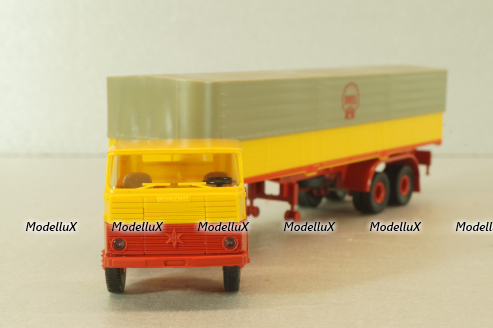 Henschel HS 16 TS with semi trailer Shell, yellow/red, 8223, Brekina 1:87