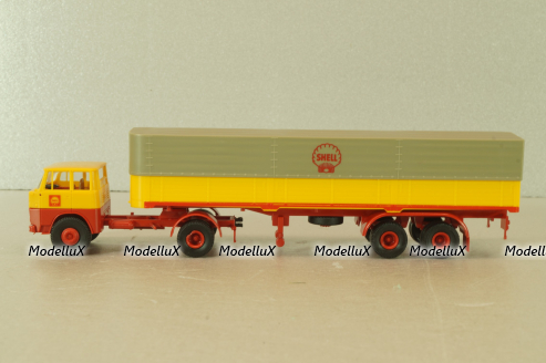 Henschel HS 16 TS with semi trailer Shell, yellow/red, 8223, Brekina 1:87