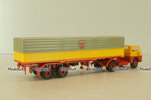 Henschel HS 16 TS with semi trailer Shell, yellow/red, 8223, Brekina 1:87