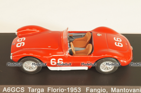 Maserati A6GCS Targa Florio #66 1953, Fangio/Mantovani, red, WBS039, WhiteBox 1:43