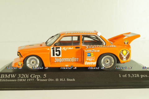 BMW 320i (E21) Grp. 5, #15 winner Div.II Eifelrennen DRM 1977, H.J.Stuck, orange, 400772315, Minichamps 1:43